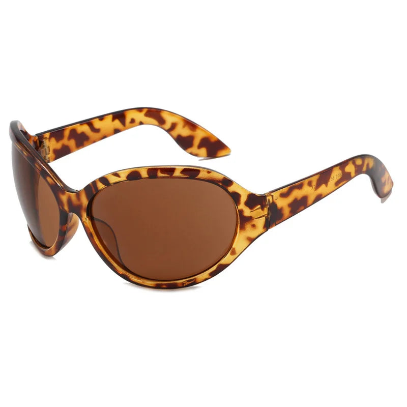 Cyber Goth Wraparound Oval Shield Sunglasses