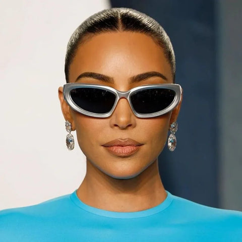 Cyber Goth Chrome Wraparound Shield Sunglasses