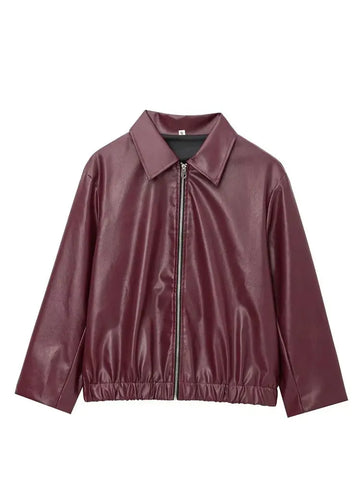 Nu Goth Bloodwine Cropped Moto Top