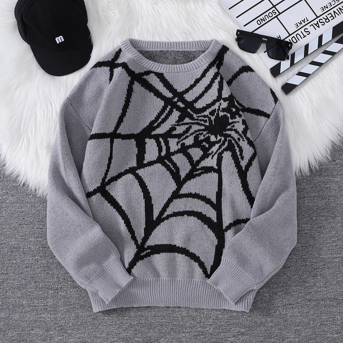 Goth Cobweb Jacquard Knit Sweater