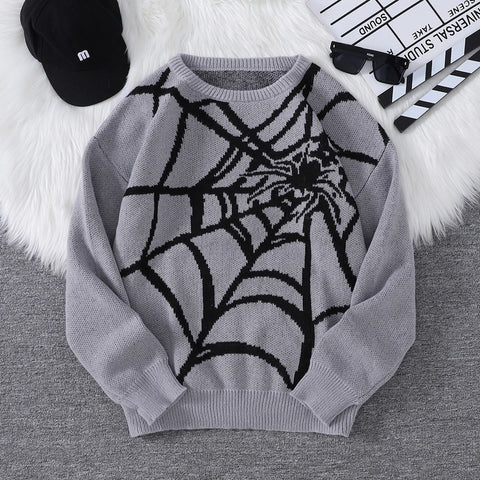 Goth Cobweb Jacquard Knit Sweater