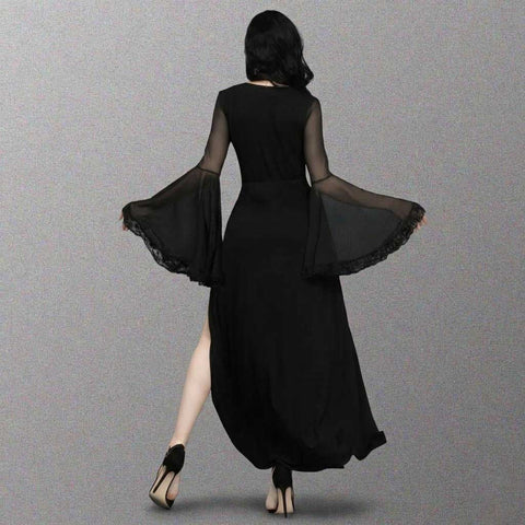 Gothic Dress with black lace flare sleeve