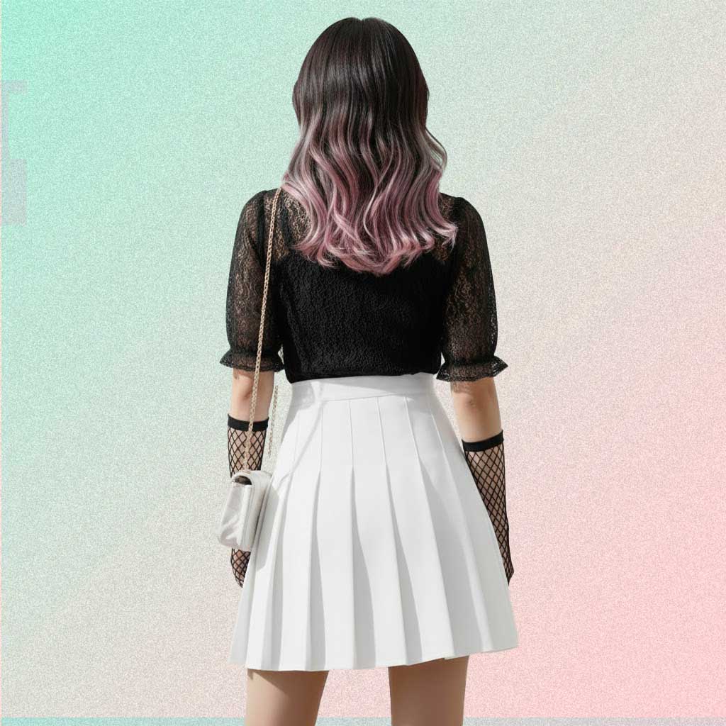 Gothic Mini Skirt with black high-waist