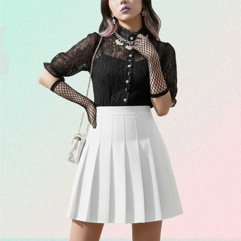 Gothic Mini Skirt with black high-waist