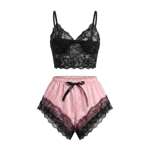 Pastel Goth Noir Rose Lace Set
