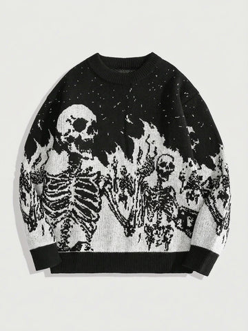 Goth Skeleton Inferno Jacquard Knit Sweater