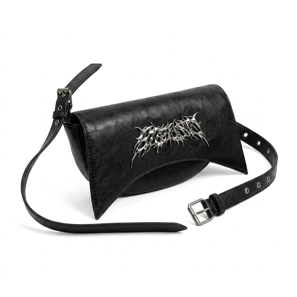 Goth Thorn Clutch Bag in Blackened Vegan Leather