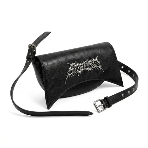 Goth Thorn Clutch Bag in Blackened Vegan Leather