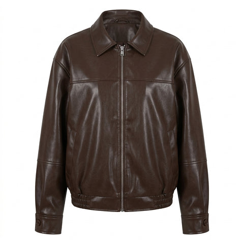 Nu Goth Midnight Espresso Oversized Faux Leather Jacket