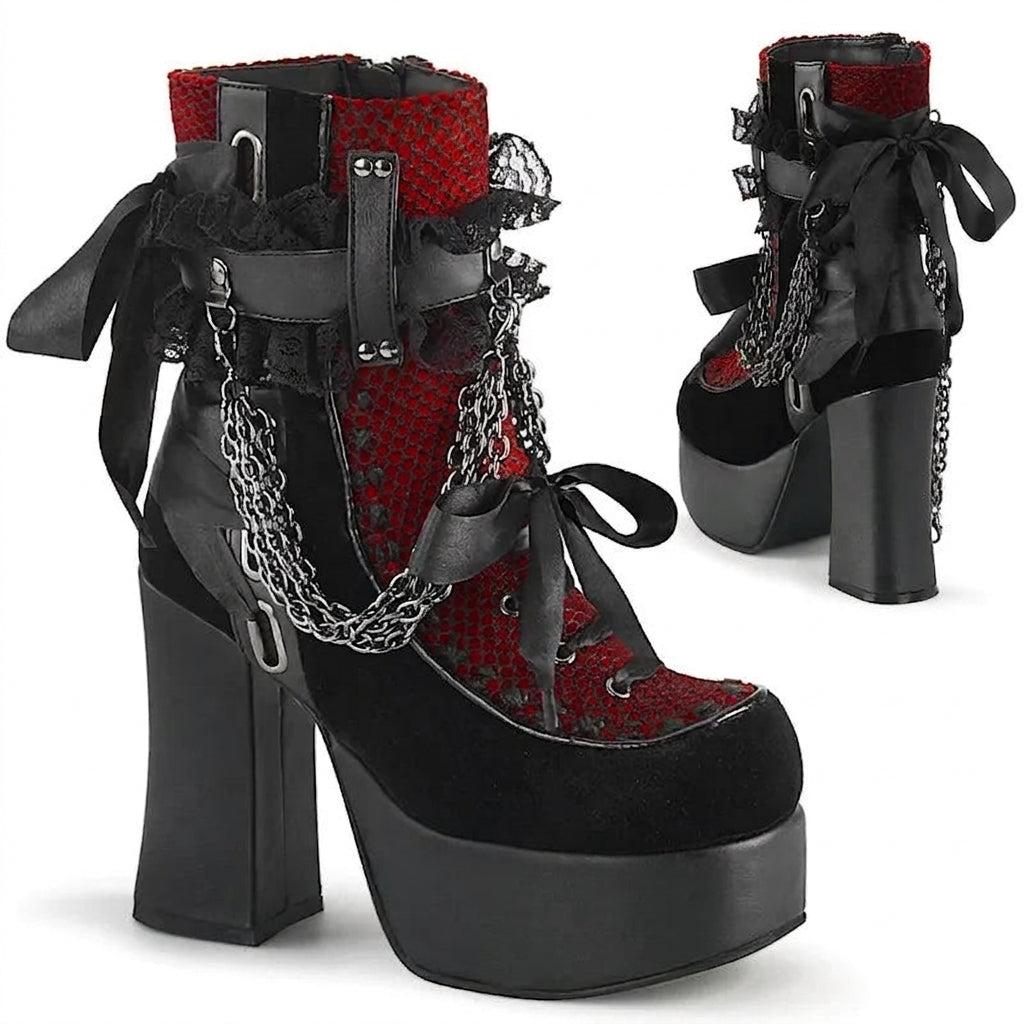 Victorian Goth Crimson Devotion Platform Boot
