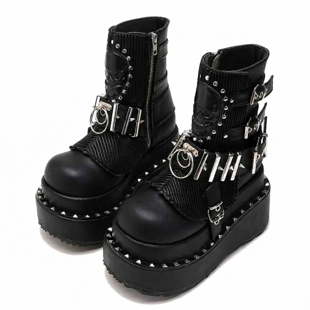 Goth Skull Sentinel Platform Boot