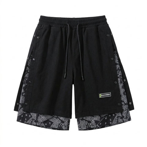 Nu Goth Bandana Splice Snap-Side Shorts