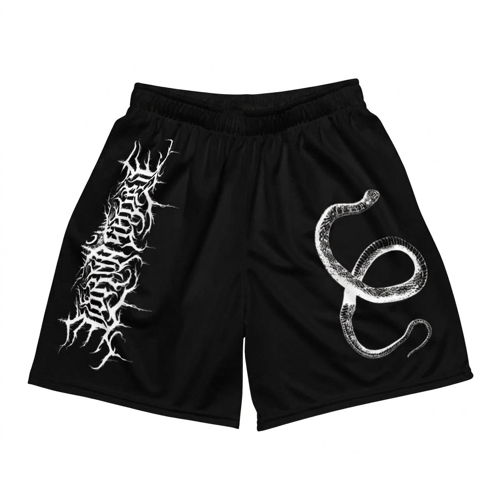 Goth Serpent Sigil Mesh Shorts