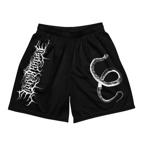 Goth Serpent Sigil Mesh Shorts