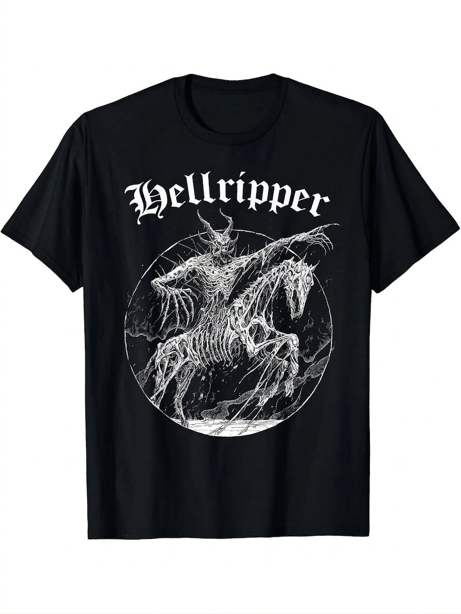 Goth Hellripper Skeleton Horseman T-Shirt