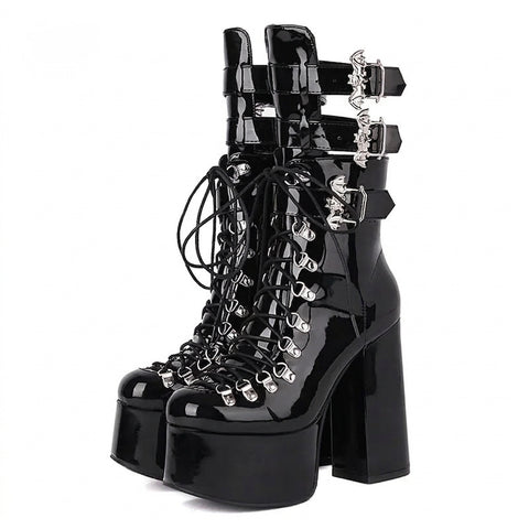 Cyber Goth Bat-Wing Platform Boot