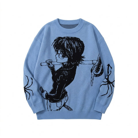 Nu Goth Manga Soul Jacquard Knit Sweater