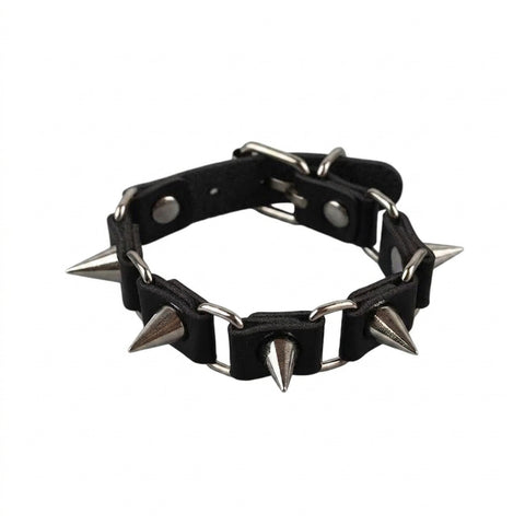 Goth Silver Spike Rivet Bracelet