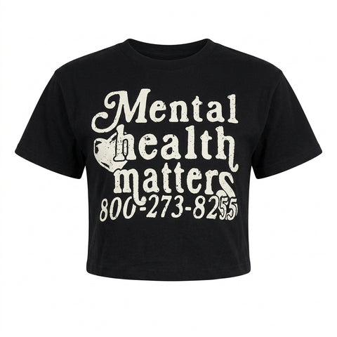 Mall Goth Mental Health Matters Cropped Graphic T-Shirt