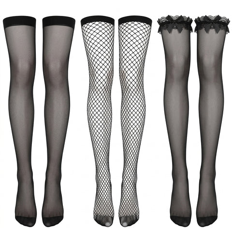 Goth Bow-Tied Thigh High Stockings