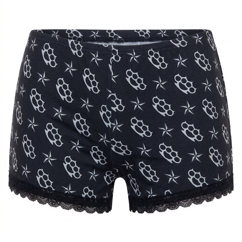 Goth Knuckleduster Lace-Trim Shorts