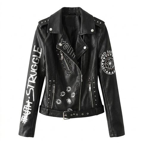 Goth Struggle Graffiti Moto Coat — Eyes Never Lie