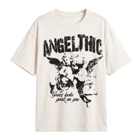 Nu Goth Angelthic Grace Oversized Graphic T-Shirt