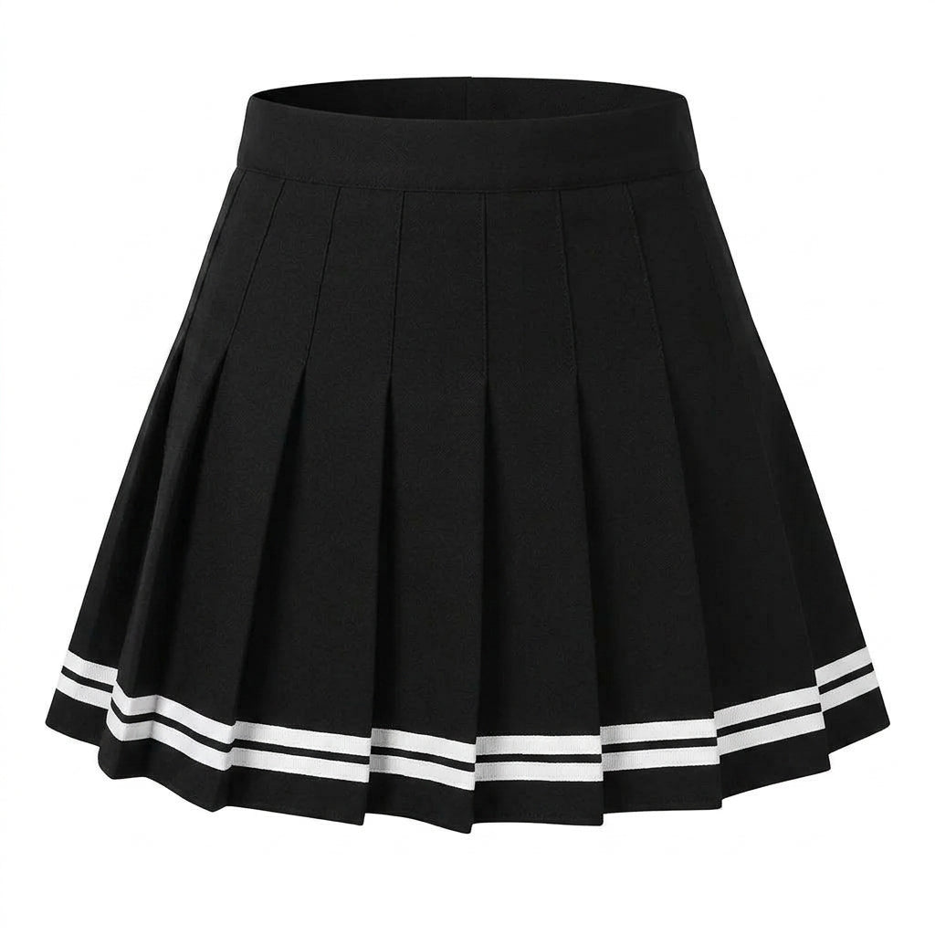 Goth Varsity Shadow Pleated Mini Skirt