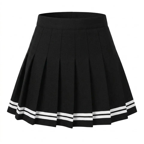 Goth Varsity Shadow Pleated Mini Skirt