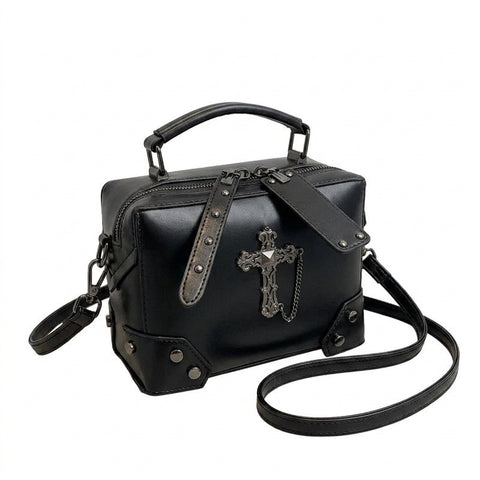 Goth Ornate Cross Relic Mini Top Handle Bag