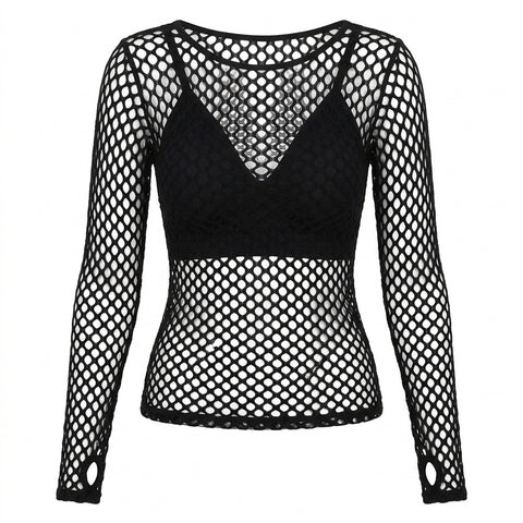 Cyber Goth Void Lattice Long Sleeve T-Shirt