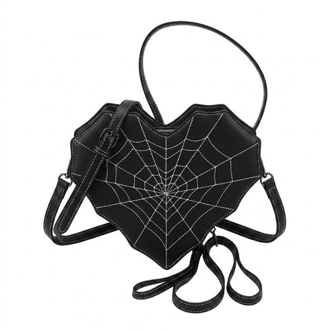 Goth Spiderweb Heart Crossbody Bag