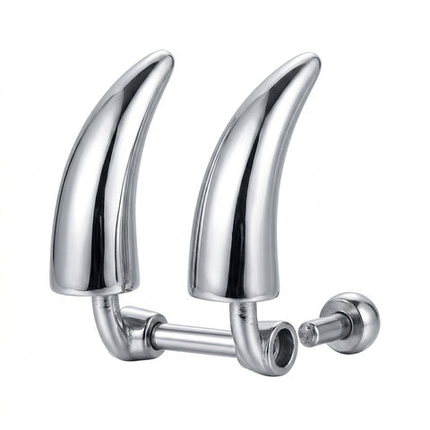 Goth Silver Fang Lip Clip — Faux Piercing Fangs