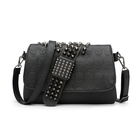Goth Skull Embossed Rivet Crossbody Bag