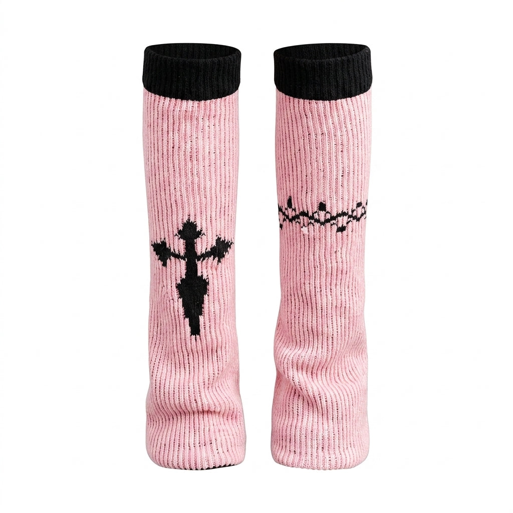 Pastel Goth Barbed Cross Knit Leg Warmers