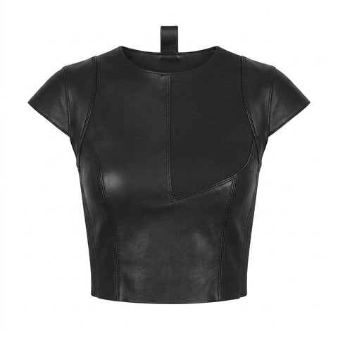 Goth Obsidian Armor Faux Leather Crop Top