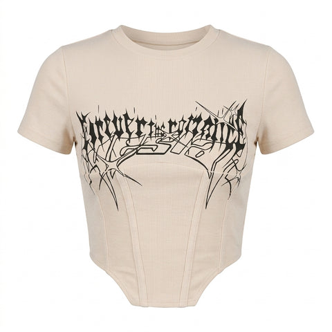 Pastel Goth Forever Damned Corset-Seam Crop T-Shirt