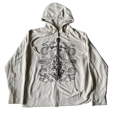 Mall Goth Twin Dragon Guitar Zip-Up Jacket