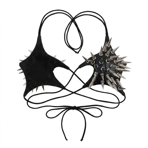 Cyber Goth Spiked Armour Halter Top