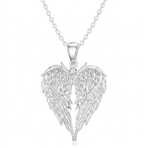 Victorian Goth Fallen Angel Wing Heart Necklace