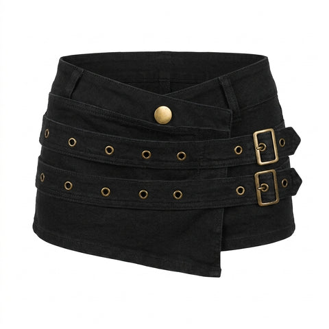 Mall Goth Brass Eyelet Low-Rise Micro Pants