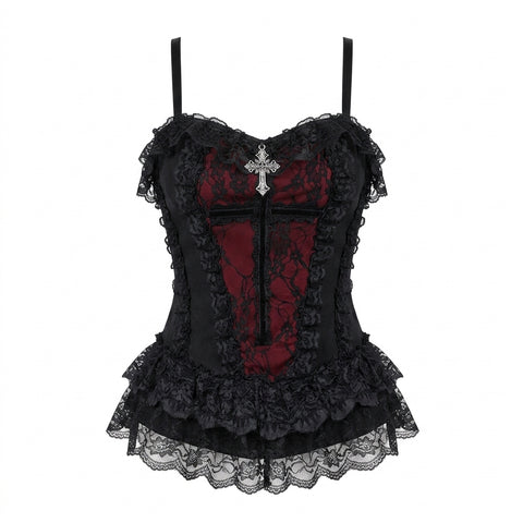 Victorian Goth Crimson Requiem Corset Top