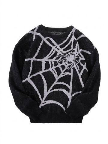 Goth Cobweb Jacquard Knit Sweater