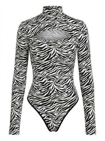 Nu Goth Wild Signal Cutout Bodysuit Top