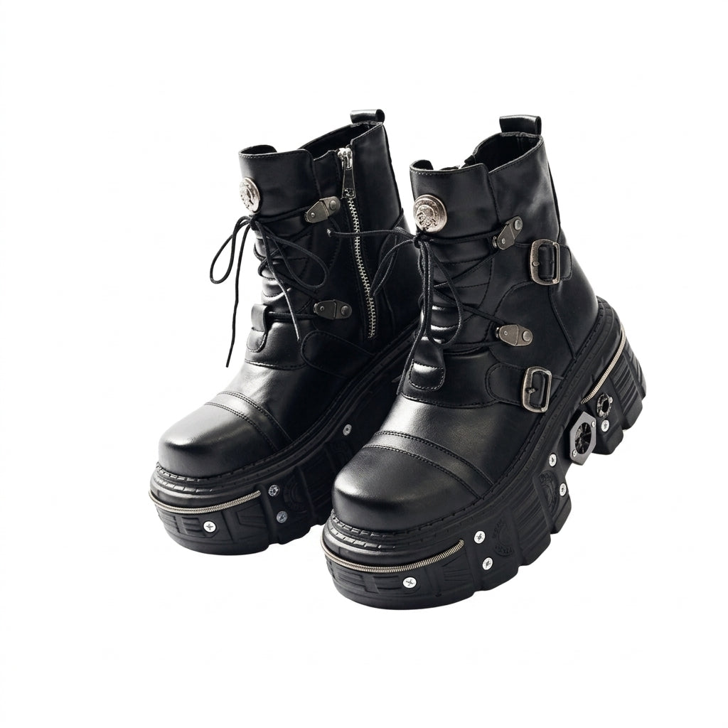 Cyber Goth Rivet Sovereign Platform Boot