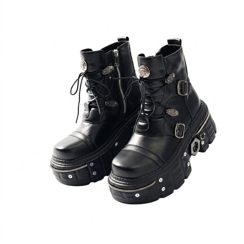 Cyber Goth Rivet Sovereign Platform Boot