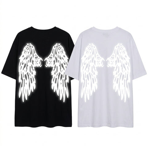 Cyber Goth Fallen Angel Reflective Wings T-Shirt