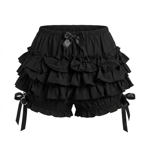Goth Midnight Bloom Ruffle Shorts
