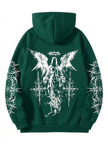Goth Fallen Seraph Graphic Hoodie