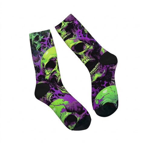 Cyber Goth Toxic Skull Crew Sock